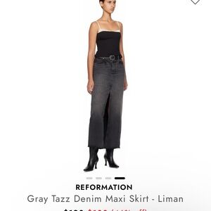 Reformation Gray Denim Maxi Skirt
